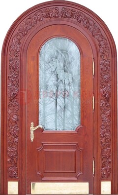 Толстая металлическая арочная дверь со стеклом ДА-20 в Великом Новгороде