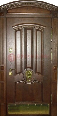 Хорошая стальная арочная дверь с декоративным элементом ДА-23 в Великом Новгороде