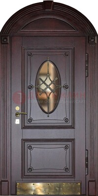 Арочная металлическая дверь с виноритом ДА-38 в Великом Новгороде