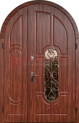Арочная двухстворчатая стальная дверь Винорит ДА-54 в Великом Новгороде