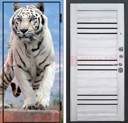 Стальная дверь с фотопечатью тигра ДФ-12 в Великом Новгороде