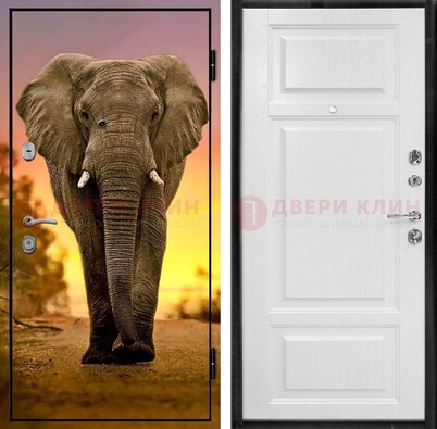 Металлическая дверь с фотопечатью слона ДФ-30 в Великом Новгороде