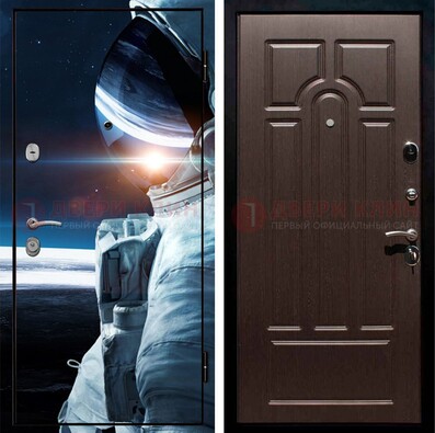Стальная дверь с фотопечатью космонавта ДФ-4 в Великом Новгороде
