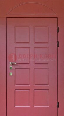 Красная стальная дверь с верхней фрамугой ДФГ-13 в Великом Новгороде
