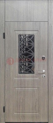 Металлическая дверь Винорит стекло и ковка с фрамугой ДФГ-33 в Великом Новгороде