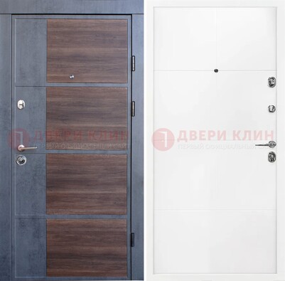 Серая с коричневой вставкой металлическая дверь МДФ ДМ-197 в Сочи