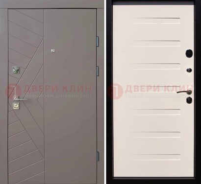 Светло-серая стальная филенчатая дверь с МДФ ДМ-199 в Сочи