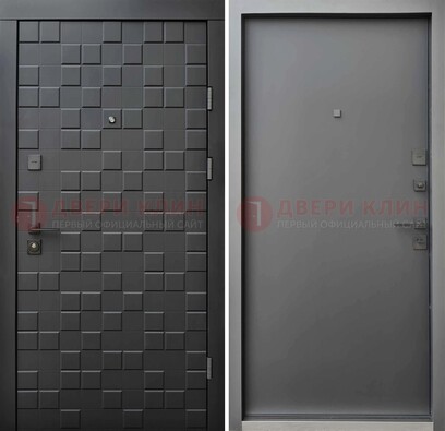 Темная стальная филенчатая дверь с МДФ ДМ-221 в Великом Новгороде