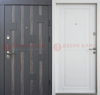 Черная металлическая дверь c МДФ и стеклом ДМ-231 в Великом Новгороде