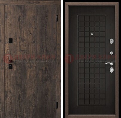 Металлическая коричневая дверь с МДФ Капучино внутри ДМ-286 в Великом Новгороде