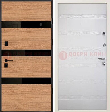 Металлическая темная дверь с МДФ в цвете Итальянский орех ДМ-312 в Великом Новгороде