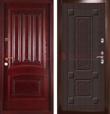 Красная стальная дверь с филенчатой МДФ ДМ-398 в Железнодорожном