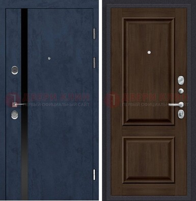Синяя входная дверь МДФ с обеих сторон ДМ-473 в Великом Новгороде