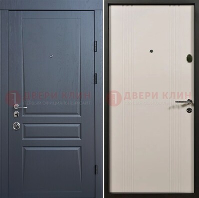 Темно-серая стальная дверь с МДФ хайтек ДМ-481 в Великом Новгороде