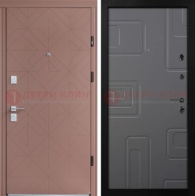 Красная стальная дверь в квартиру с МДФ хайтек ДМ-493 в Великом Новгороде