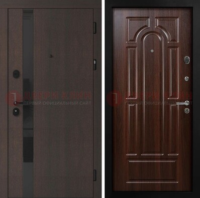 Темная входная дверь с МДФ панелями в квартиру ДМ-499 в Великом Новгороде