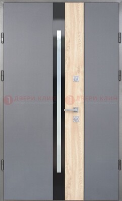 Полуторная металлическая дверь с МДФ ДМ-503 в Великом Новгороде