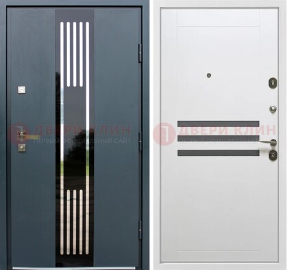 Темная квартирная дверь с разными МДФ ДМ-504 в Великом Новгороде
