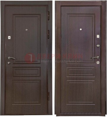 Антивандальная коричневая железная дверь с МДФ ДМ-61 в Великом Новгороде