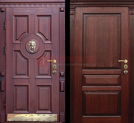 Темная входная дверь с массивом дуба с декоративной вставкой ДМД-6 в Великом Новгороде