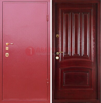 Красная металлическая дверь с порошковым напылением ДП-165 в Великом Новгороде