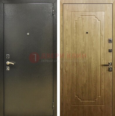 Темно-серая входная дверь с порошковым покрытием и МДФ Золотой дуб ДП-291 в Великом Новгороде