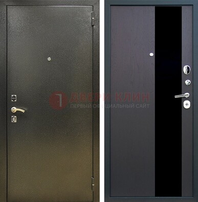 Входная темная дверь с порошковым покрытием и МДФ со стеклом ДП-294 в Великом Новгороде