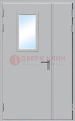 Белая входная техническая дверь со стеклянной вставкой ДПП-10 в Великом Новгороде