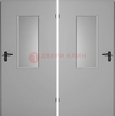 Белая металлическая противопожарная дверь с декоративной вставкой ДПП-7 в Великом Новгороде