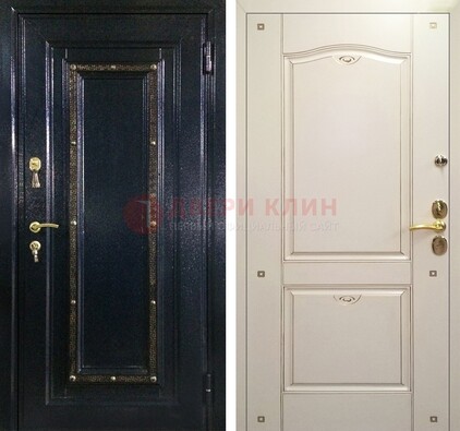 Парадная дверь с золотистым декором ДПР-3 в квартиру в Великом Новгороде