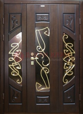 Парадная дверь со стеклом и ковкой ДПР-1 в каркасный дом в Великом Новгороде