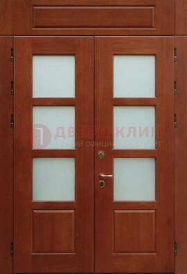 Металлическая парадная дверь со стеклом ДПР-69 для загородного дома в Великом Новгороде