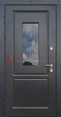 Чёрная металлическая дверь со стеклом ДС-77 в Великом Новгороде