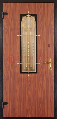 Дополнительная дверь со стеклом и золотой ковкой ДСК-16 в Ступино