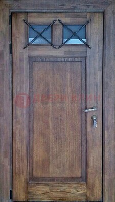 Металлическая дверь с Виноритом со стеклом и ковкой под старину ДСК-209 в Великом Новгороде