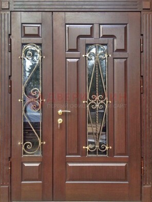 Стальная распашная дверь Винорит стекло и ковка ДСК-274 в Великом Новгороде