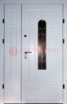Входная дверь Винорит со стеклом в белом цвете ДСК-277 в Великом Новгороде