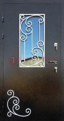 Входная дверь Порошок со стеклом и ковкой ДСК-278 в Великом Новгороде