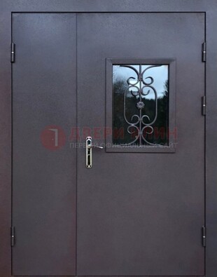 Тамбурная дверь Порошок со стеклом и ковкой ДТМ-48 в Великом Новгороде