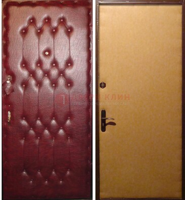 Бордовая металлическая дверь с винилискожей ДВ-1 в Великом Новгороде