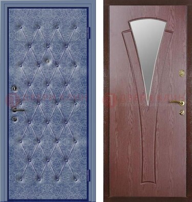 Синяя железная дверь с винилискожей ДВ-39 в Великом Новгороде