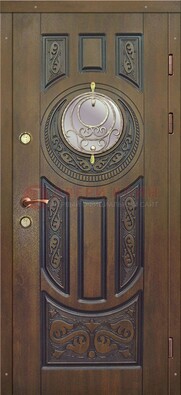 Одностворчатая входная дверь с виноритом и стеклом ДВТ-193 в Великом Новгороде