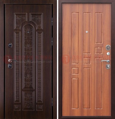 Темная металлическая дверь с виноритом и узором ДВТ-224 в Великом Новгороде