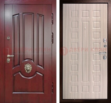 Темно-красная входная дверь с виноритом ДВТ-234 в Великом Новгороде