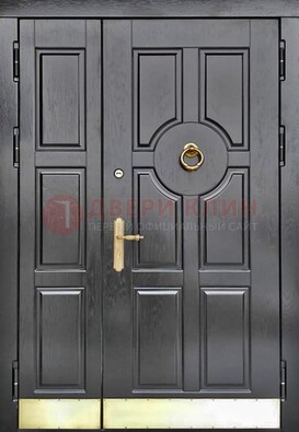 Черная металическая дверь с виноритом для дома ДВТ-241 в Великом Новгороде