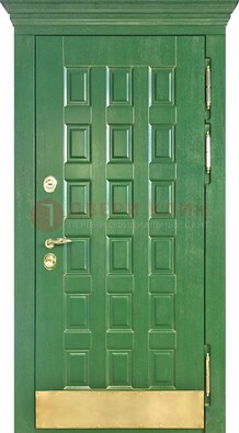 Входная зеленая дверь с виноритом для коттеджа ДВТ-249 в Уфе