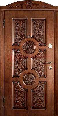 Коричневая входная дверь с виноритом ДВТ-41 в Великом Новгороде