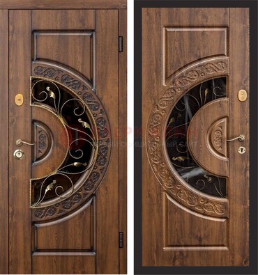 Металлическая дверь с виноритом и панелью Золотой Дуб ДВТ-71 в Великом Новгороде