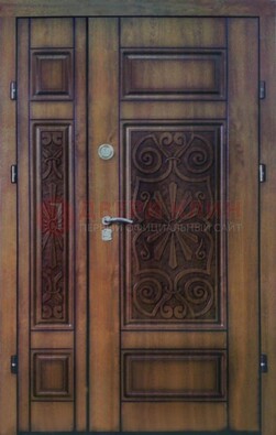 Входная железная дверь с виноритом и резьбой ДВТ-96 в Петрозаводске