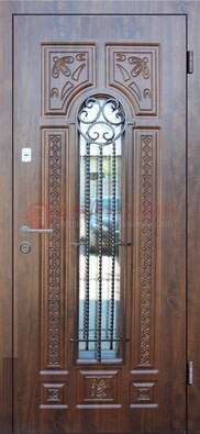Входная стальная дверь с виноритом и светлой панелью внутри ДВТ-97 в Великом Новгороде